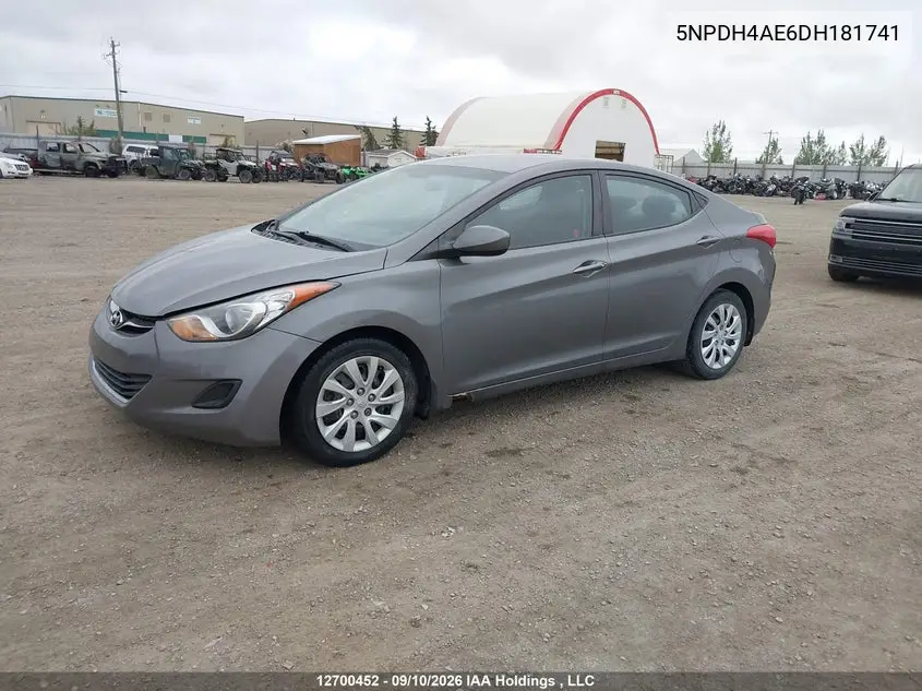 2013 HYUNDAI ELANTRA VIN 5NPDH4AE6DH181741 — фото 2