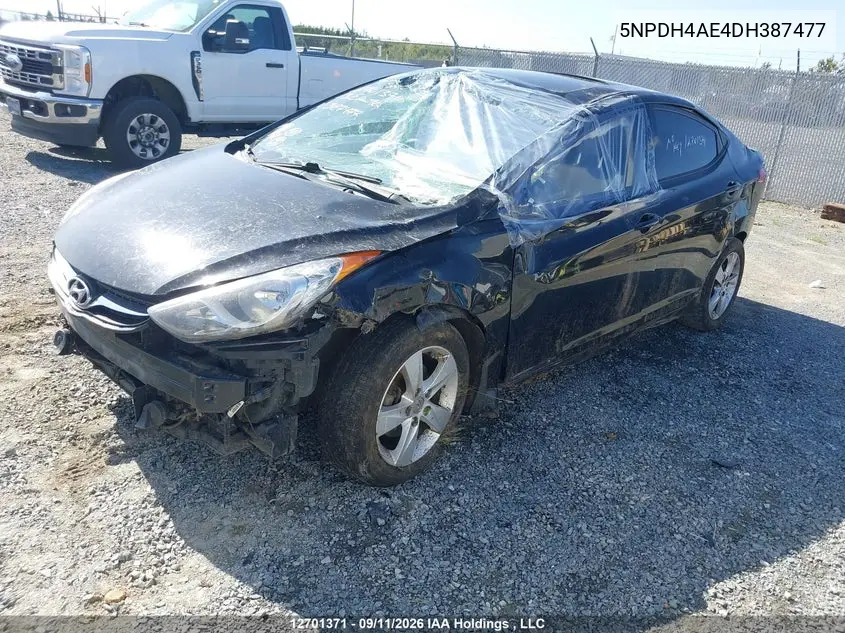 2013 HYUNDAI ELANTRA VIN 5NPDH4AE4DH387477 — фото 2