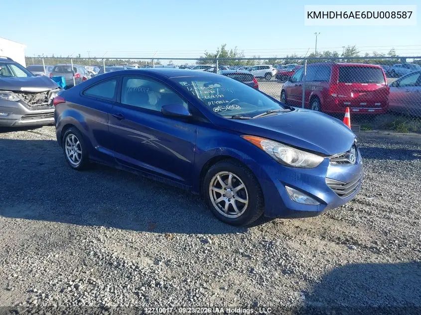 HYUNDAI ELANTRA 2013, VIN KMHDH6AE6DU008587