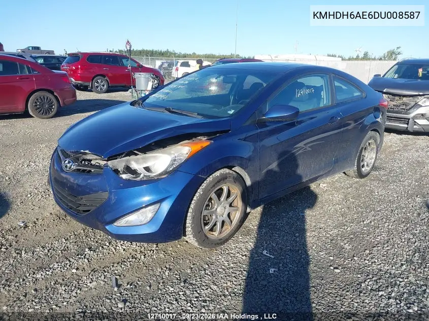 2013 HYUNDAI ELANTRA VIN KMHDH6AE6DU008587 — фото 2