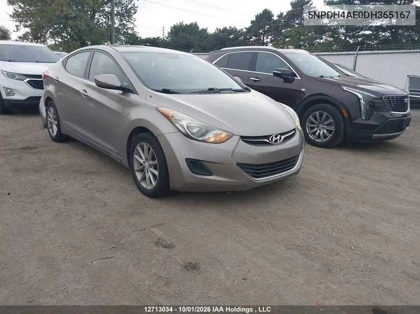 HYUNDAI ELANTRA 2013, VIN 5NPDH4AE0DH365167