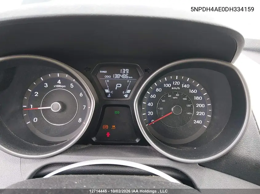 2013 HYUNDAI ELANTRA VIN 5NPDH4AE0DH334159 — фото 7