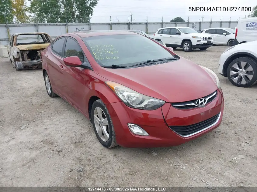 HYUNDAI ELANTRA 2013, VIN 5NPDH4AE1DH274800
