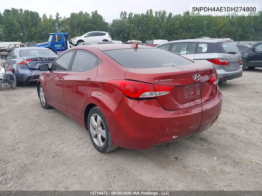 2013 HYUNDAI ELANTRA VIN 5NPDH4AE1DH274800 — фото 3