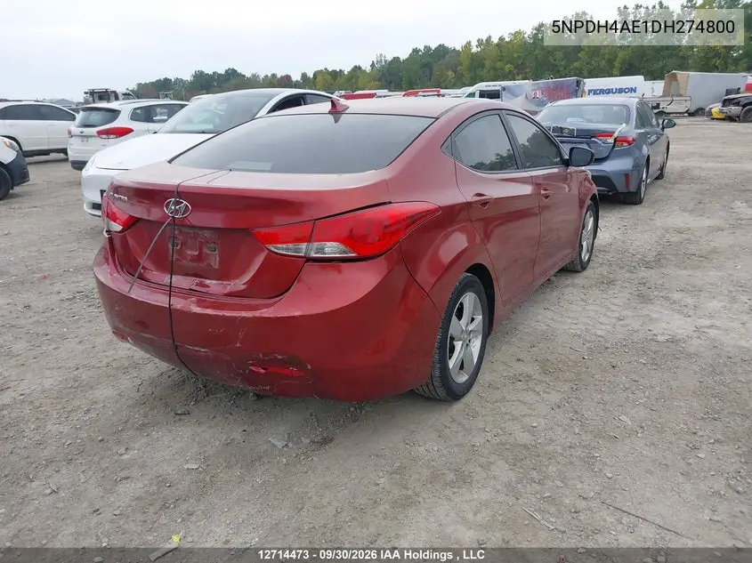 2013 HYUNDAI ELANTRA VIN 5NPDH4AE1DH274800 — фото 4