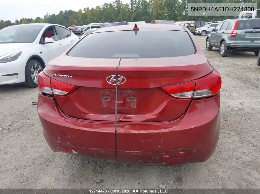 2013 HYUNDAI ELANTRA VIN 5NPDH4AE1DH274800 — фото 6