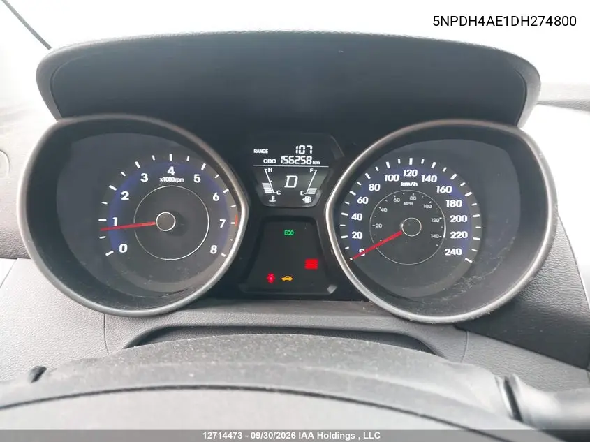 2013 HYUNDAI ELANTRA VIN 5NPDH4AE1DH274800 — фото 7