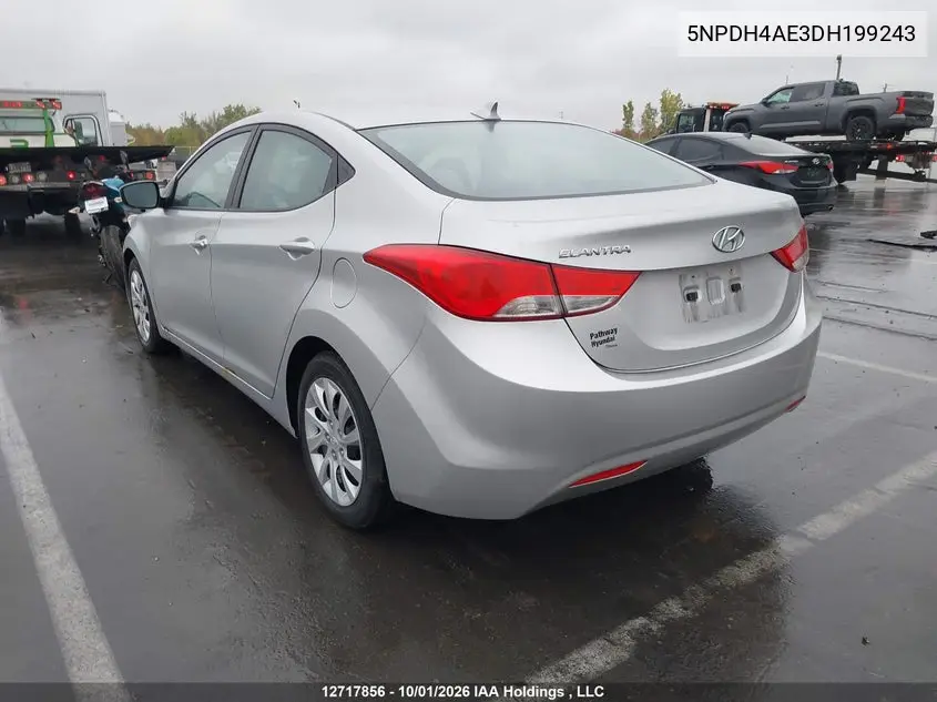 2013 HYUNDAI ELANTRA VIN 5NPDH4AE3DH199243 — фото 3