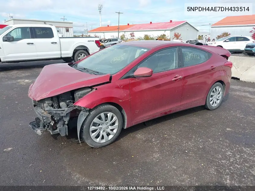 2013 HYUNDAI ELANTRA VIN 5NPDH4AE7DH433514 — фото 2