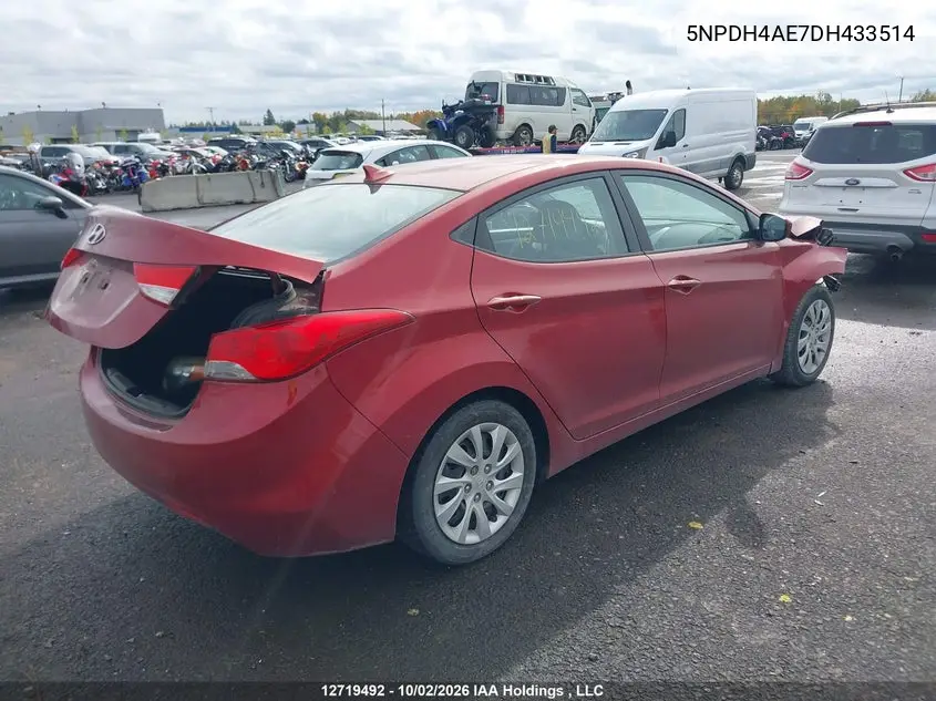 2013 HYUNDAI ELANTRA VIN 5NPDH4AE7DH433514 — фото 4