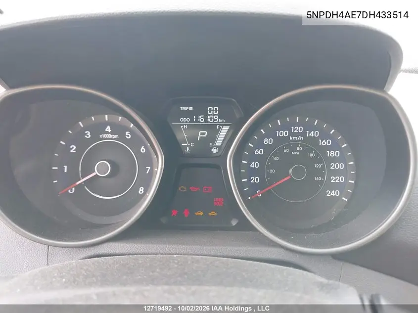 2013 HYUNDAI ELANTRA VIN 5NPDH4AE7DH433514 — фото 7
