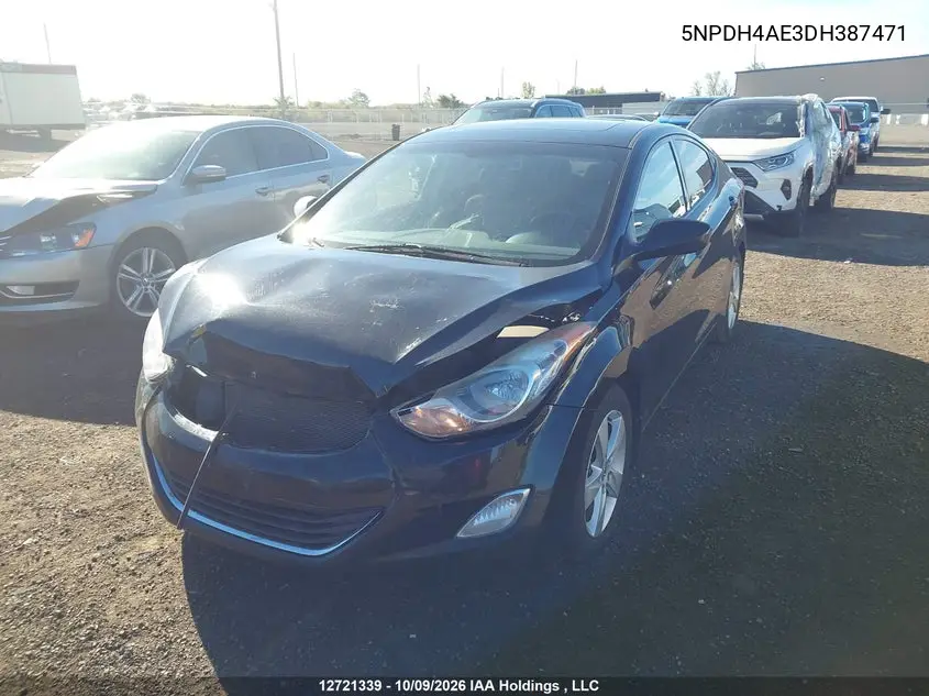 2013 HYUNDAI ELANTRA VIN 5NPDH4AE3DH387471 — фото 2