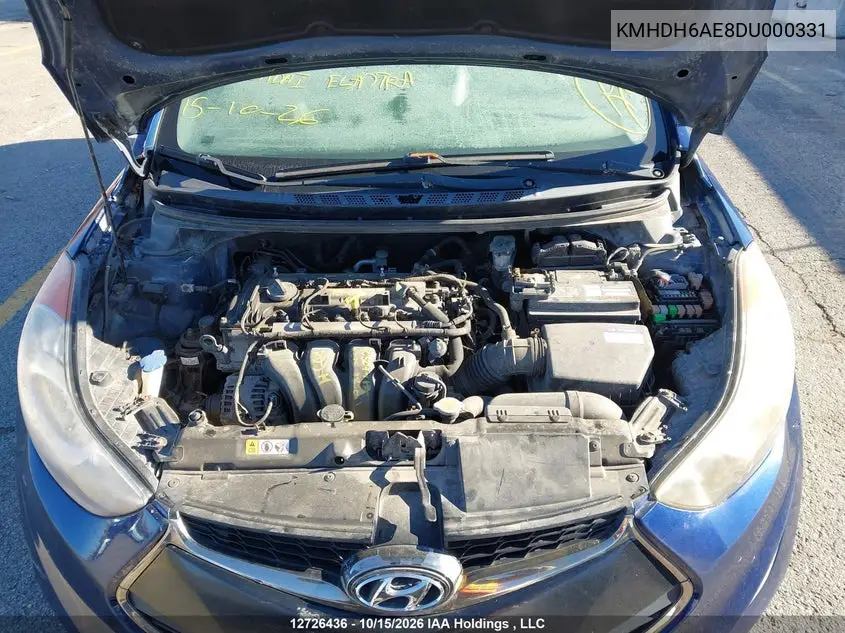 2013 HYUNDAI ELANTRA VIN KMHDH6AE8DU000331 — фото 10