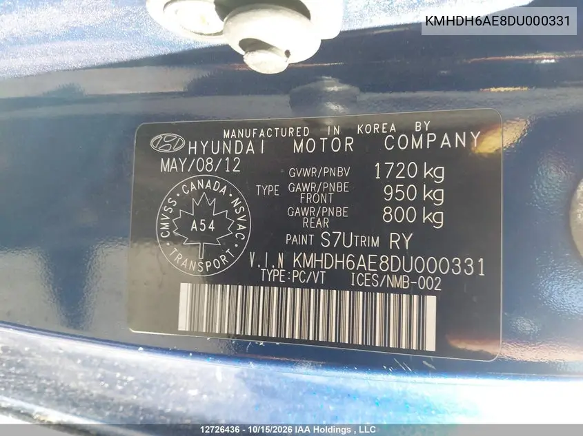 2013 HYUNDAI ELANTRA VIN KMHDH6AE8DU000331 — фото 18