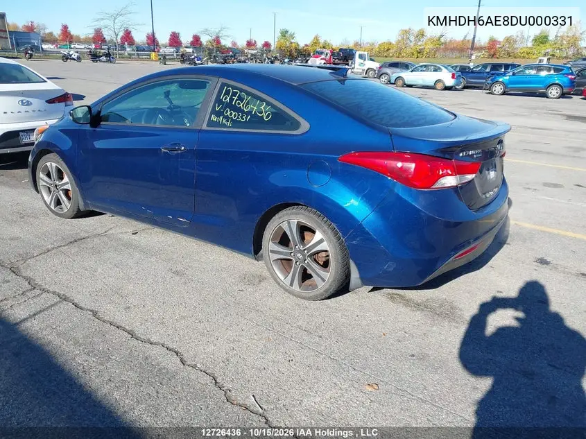 2013 HYUNDAI ELANTRA VIN KMHDH6AE8DU000331 — фото 3