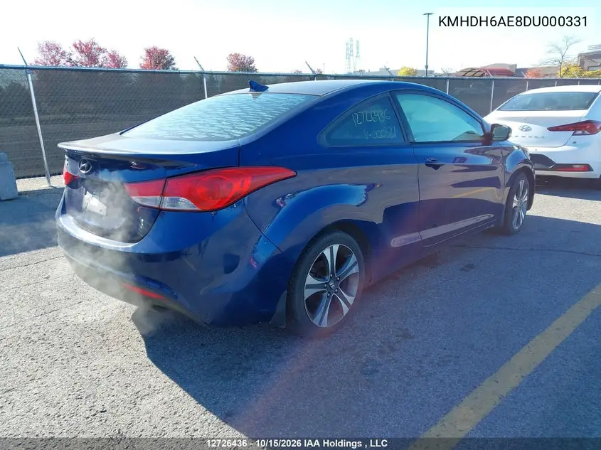 2013 HYUNDAI ELANTRA VIN KMHDH6AE8DU000331 — фото 4