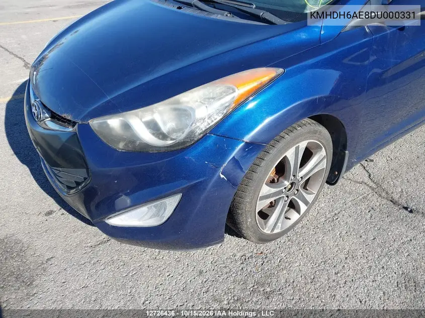 2013 HYUNDAI ELANTRA VIN KMHDH6AE8DU000331 — фото 6