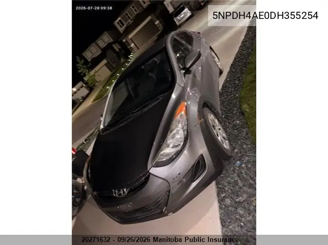 2013 HYUNDAI ELANTRA VIN 5NPDH4AE0DH355254 — фото 4