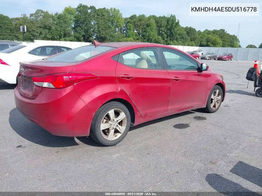 2013 HYUNDAI ELANTRA VIN KMHDH4AE5DU516778 — фото 4