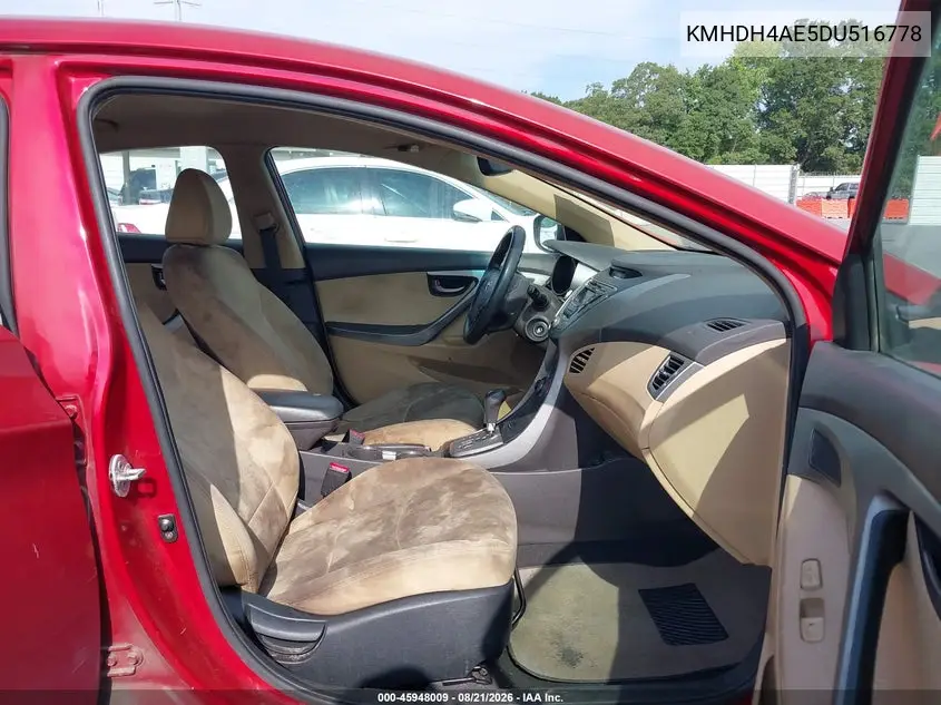 2013 HYUNDAI ELANTRA VIN KMHDH4AE5DU516778 — фото 5