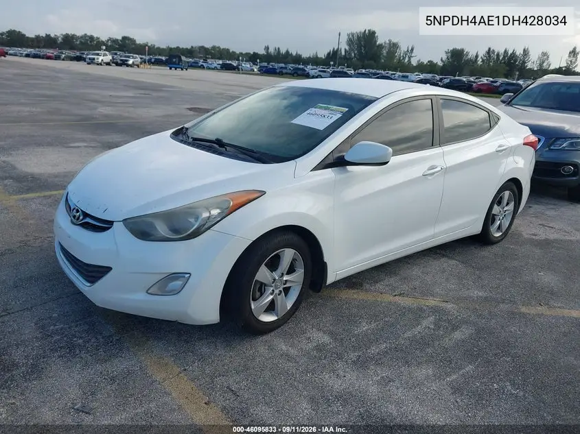2013 HYUNDAI ELANTRA VIN 5NPDH4AE1DH428034 — фото 2