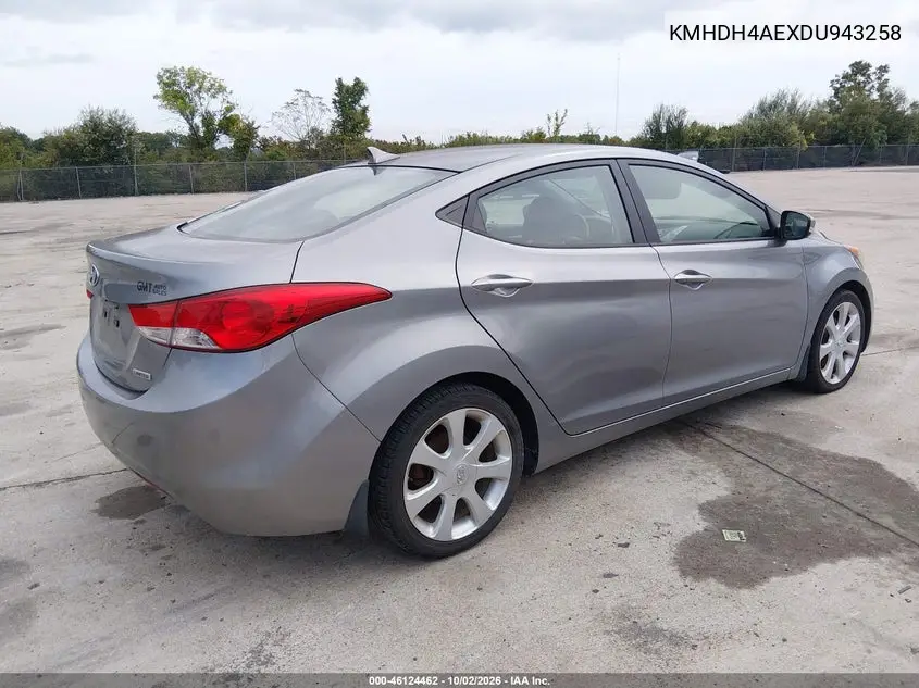 2013 HYUNDAI ELANTRA VIN KMHDH4AEXDU943258 — фото 4