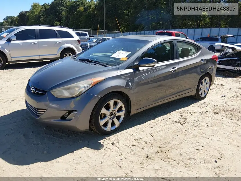 2013 HYUNDAI ELANTRA VIN 5NPDH4AE8DH248307 — фото 2