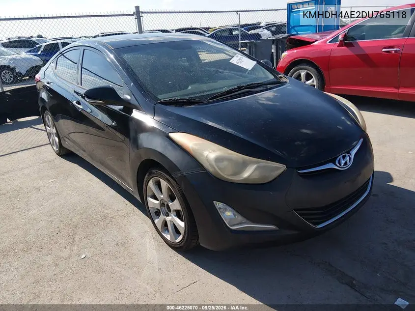 HYUNDAI ELANTRA 2013, VIN KMHDH4AE2DU765118