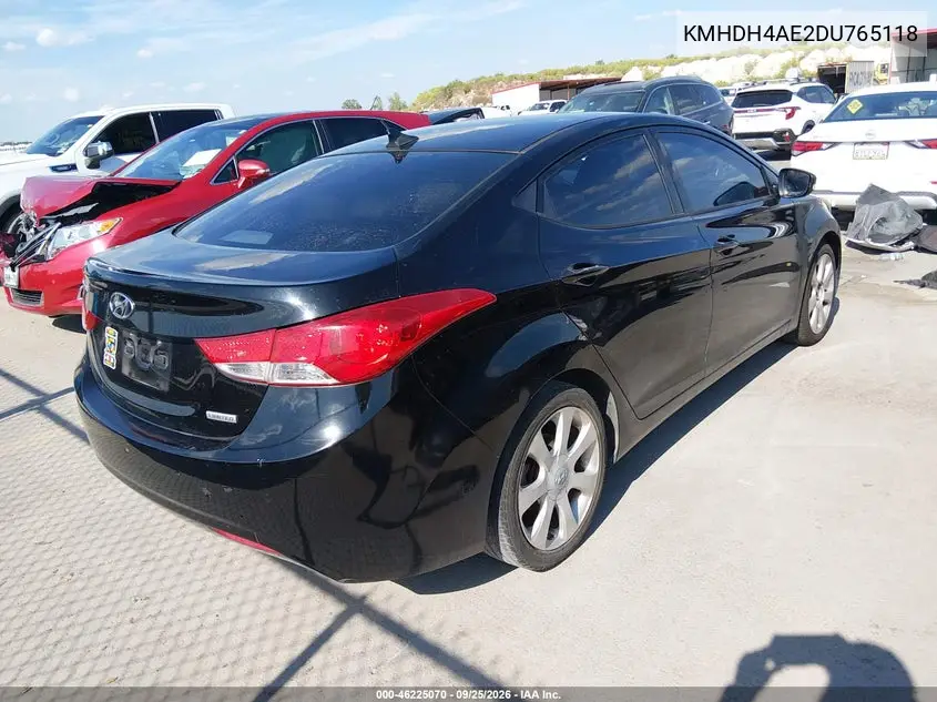 2013 HYUNDAI ELANTRA VIN KMHDH4AE2DU765118 — фото 4