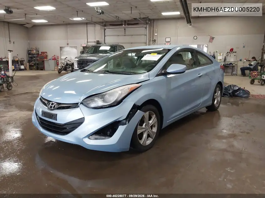 2013 HYUNDAI ELANTRA VIN KMHDH6AE2DU005220 — фото 2