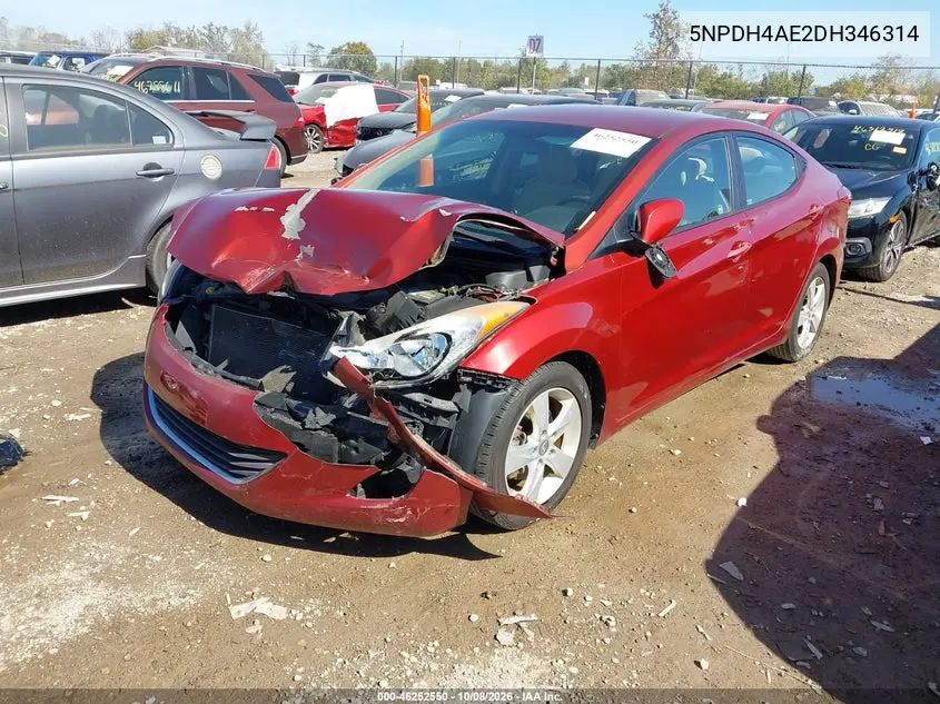 2013 HYUNDAI ELANTRA VIN 5NPDH4AE2DH346314 — фото 2