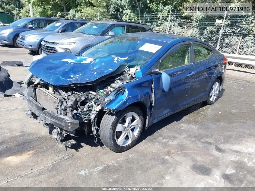 2013 HYUNDAI ELANTRA VIN KMHDH4AE1DU971983 — фото 2