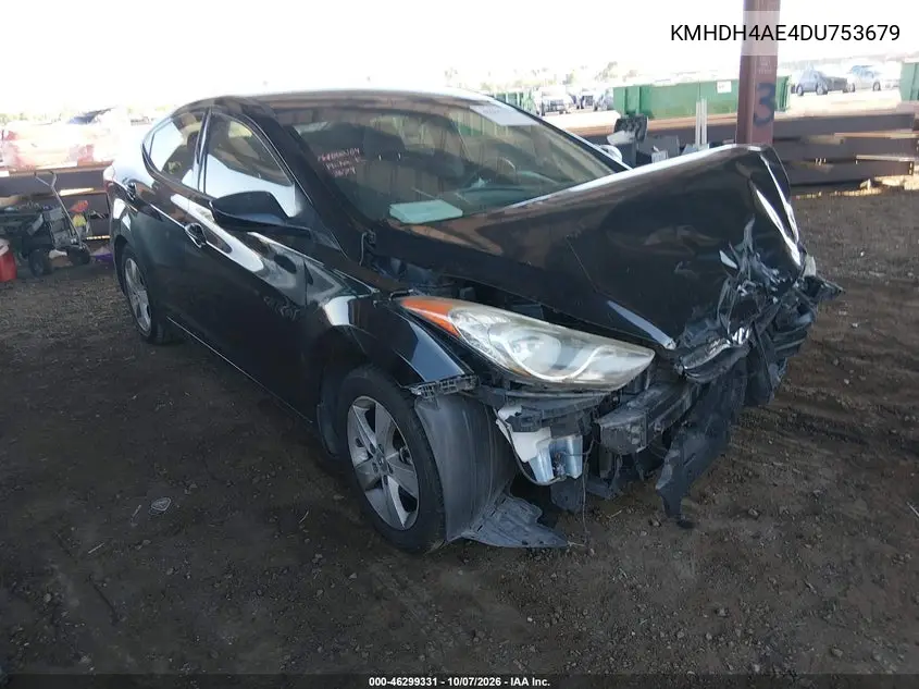HYUNDAI ELANTRA 2013, VIN KMHDH4AE4DU753679