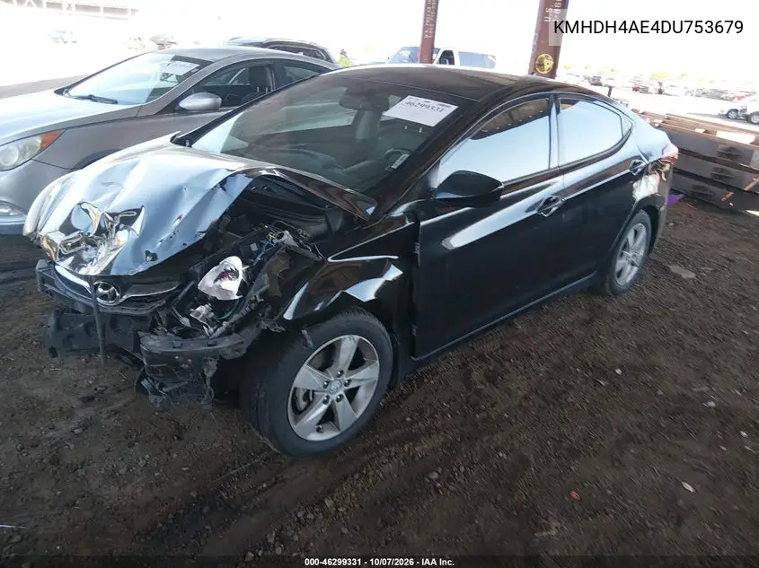 2013 HYUNDAI ELANTRA VIN KMHDH4AE4DU753679 — фото 2