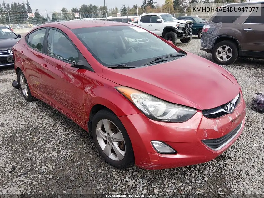 HYUNDAI ELANTRA 2013, VIN KMHDH4AE4DU947077