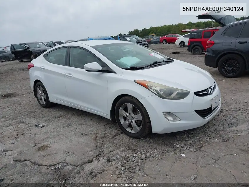 HYUNDAI ELANTRA 2013, VIN 5NPDH4AE0DH340124