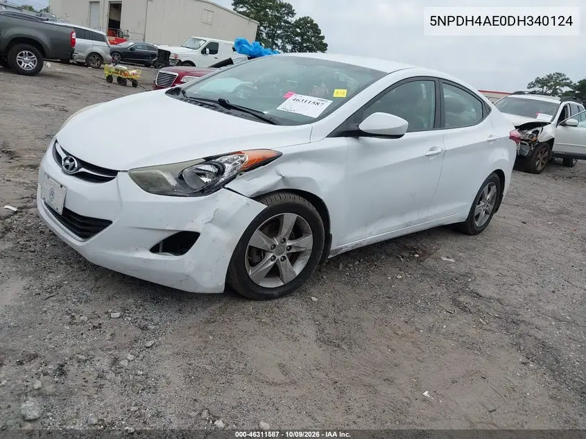 2013 HYUNDAI ELANTRA VIN 5NPDH4AE0DH340124 — фото 2