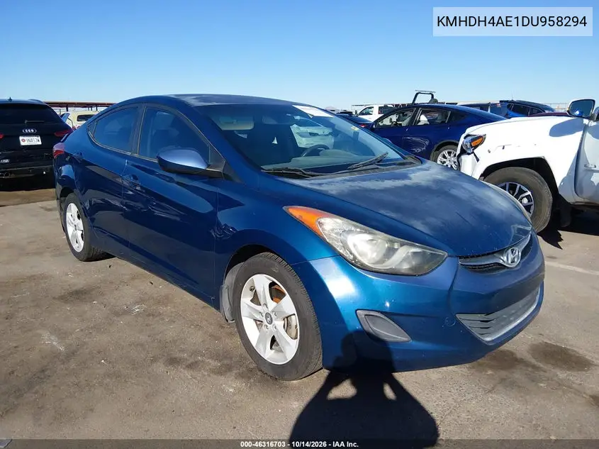 HYUNDAI ELANTRA 2013, VIN KMHDH4AE1DU958294
