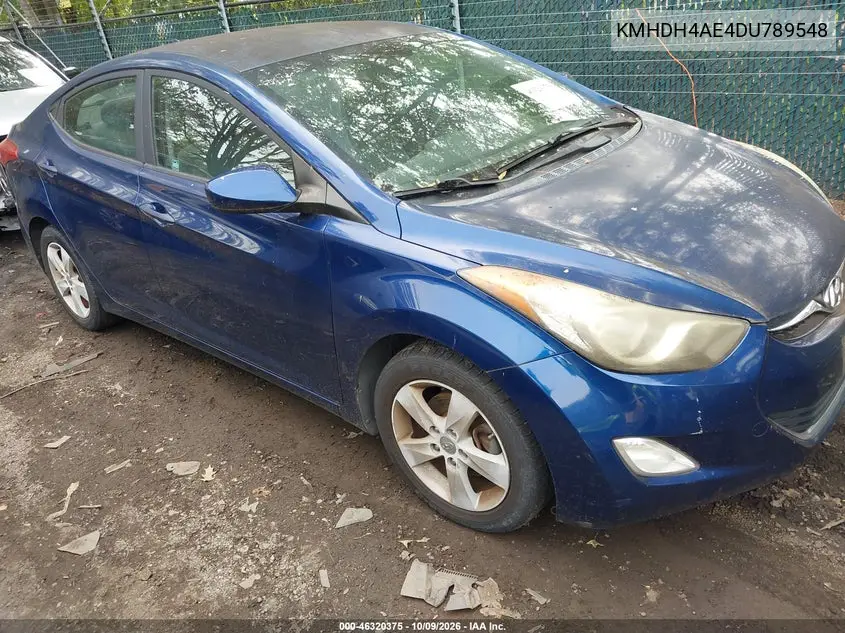 HYUNDAI ELANTRA 2013, VIN KMHDH4AE4DU789548
