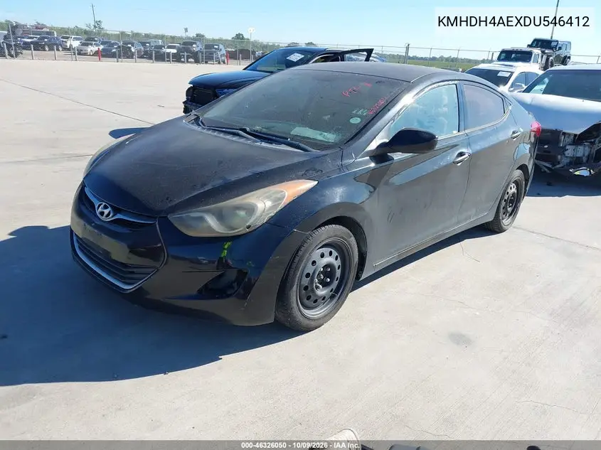 2013 HYUNDAI ELANTRA VIN KMHDH4AEXDU646412 — фото 2
