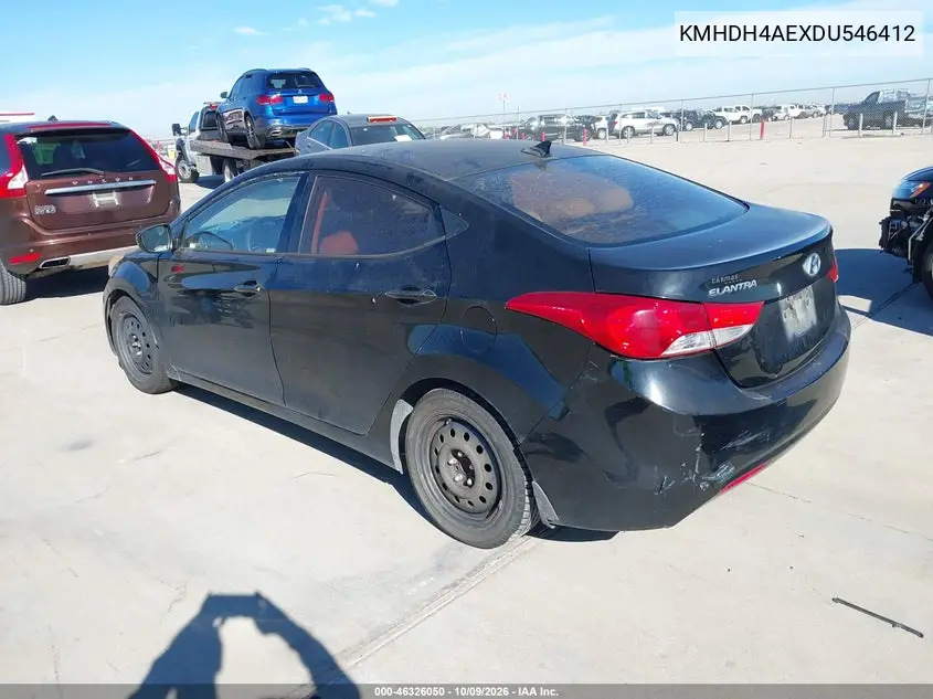 2013 HYUNDAI ELANTRA VIN KMHDH4AEXDU646412 — фото 3