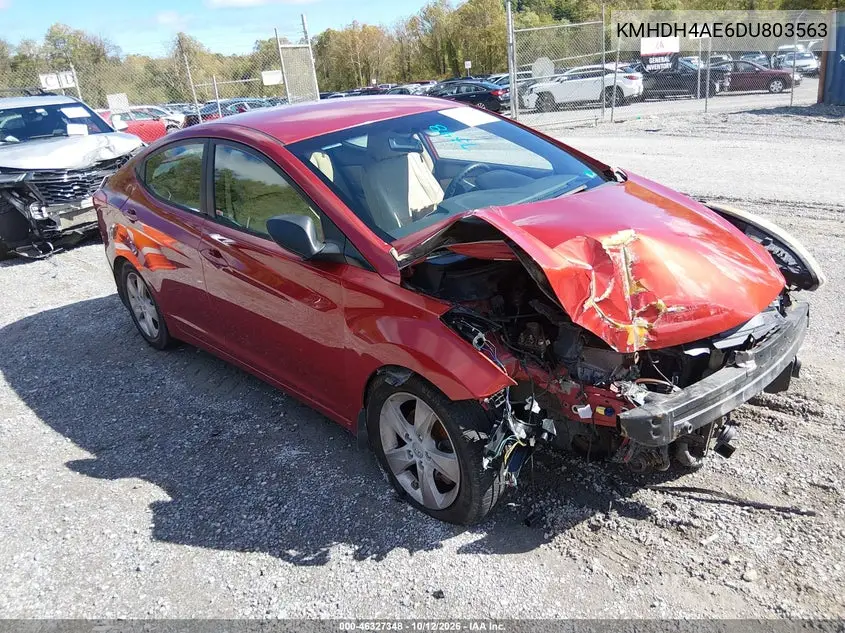 HYUNDAI ELANTRA 2013, VIN KMHDH4AE6DU803563