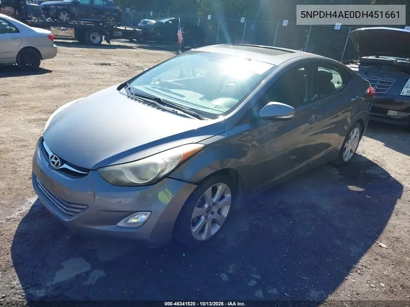 2013 HYUNDAI ELANTRA VIN 5NPDH4AE0DH451661 — фото 2