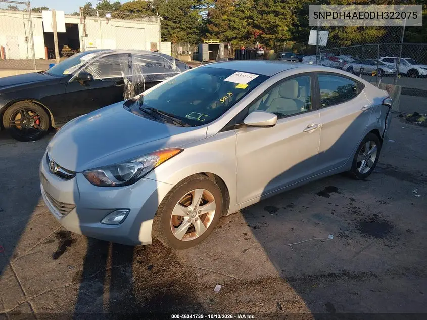 2013 HYUNDAI ELANTRA VIN 5NPDH4AE0DH322075 — фото 2