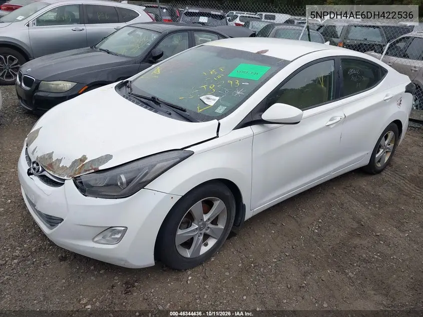 2013 HYUNDAI ELANTRA VIN 5NPDH4AE6DH422536 — фото 2