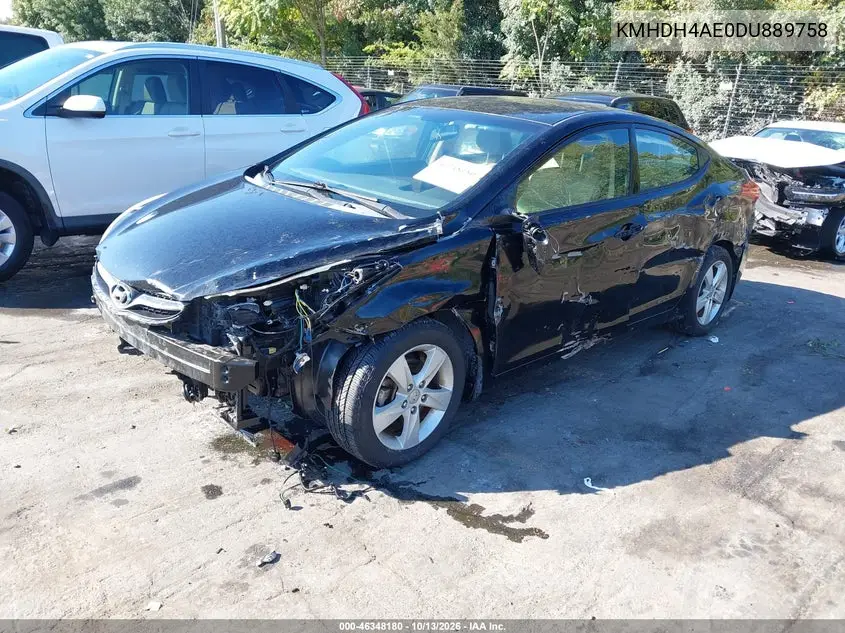 2013 HYUNDAI ELANTRA VIN KMHDH4AE0DU889758 — фото 2