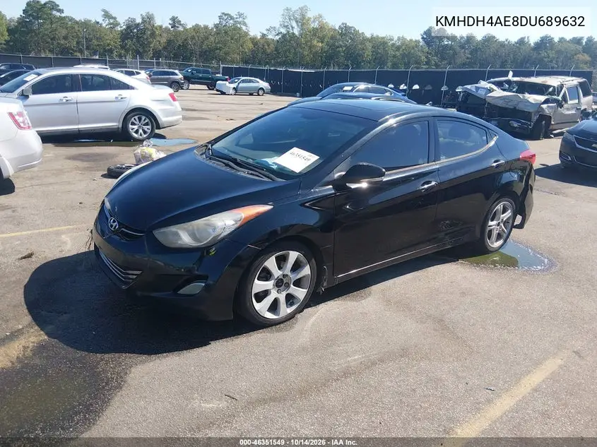 2013 HYUNDAI ELANTRA VIN KMHDH4AE8DU689632 — фото 2
