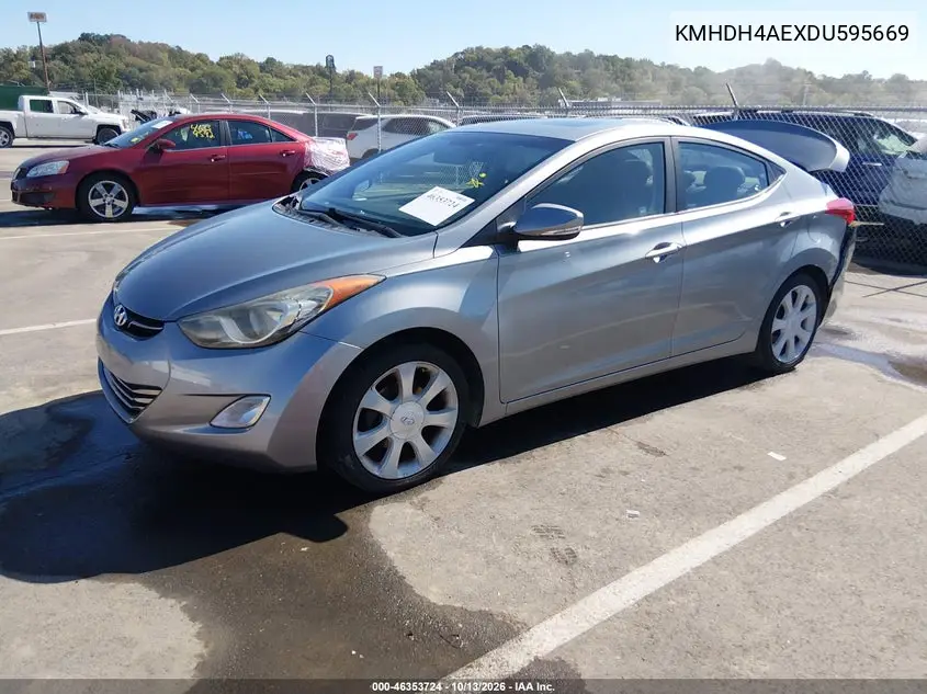 2013 HYUNDAI ELANTRA VIN KMHDH4AEXDU595669 — фото 2