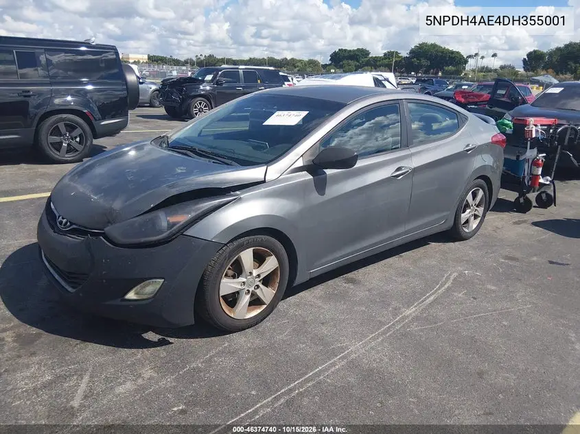 2013 HYUNDAI ELANTRA VIN 5NPDH4AE4DH355001 — фото 2