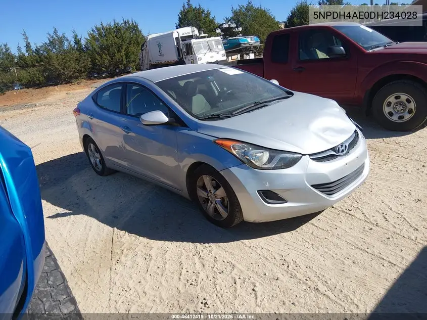 HYUNDAI ELANTRA 2013, VIN 5NPDH4AE0DH234028